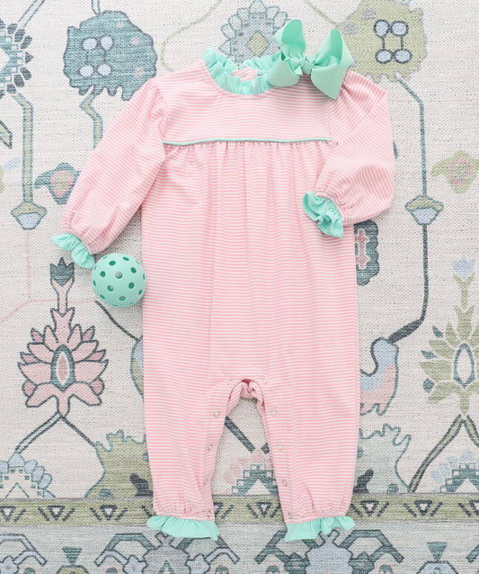 Annie Light Pink/Mint Girls Romper