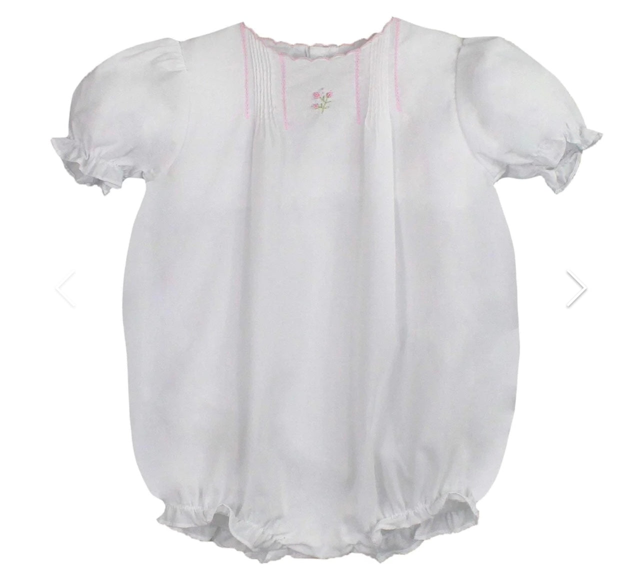 Petit Ami White Flower Embroidered Heirloom Girls Bubble