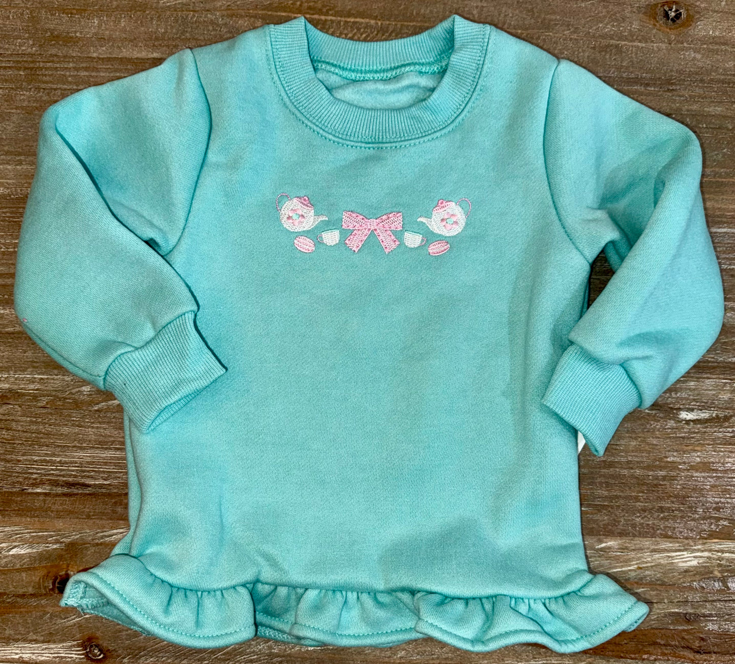 Teacups Ruffle Girls Sweatshirt
