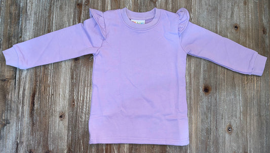 French Terry Flutter Girls Pullover-Lavender