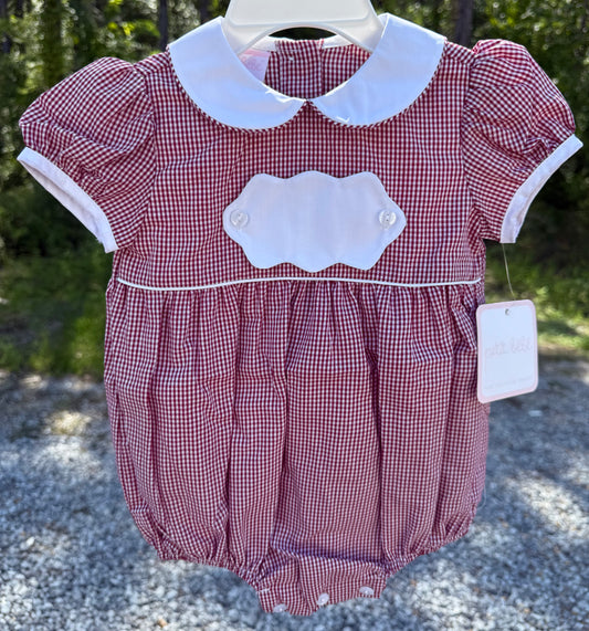 Maroon Gingham Girls Bubble