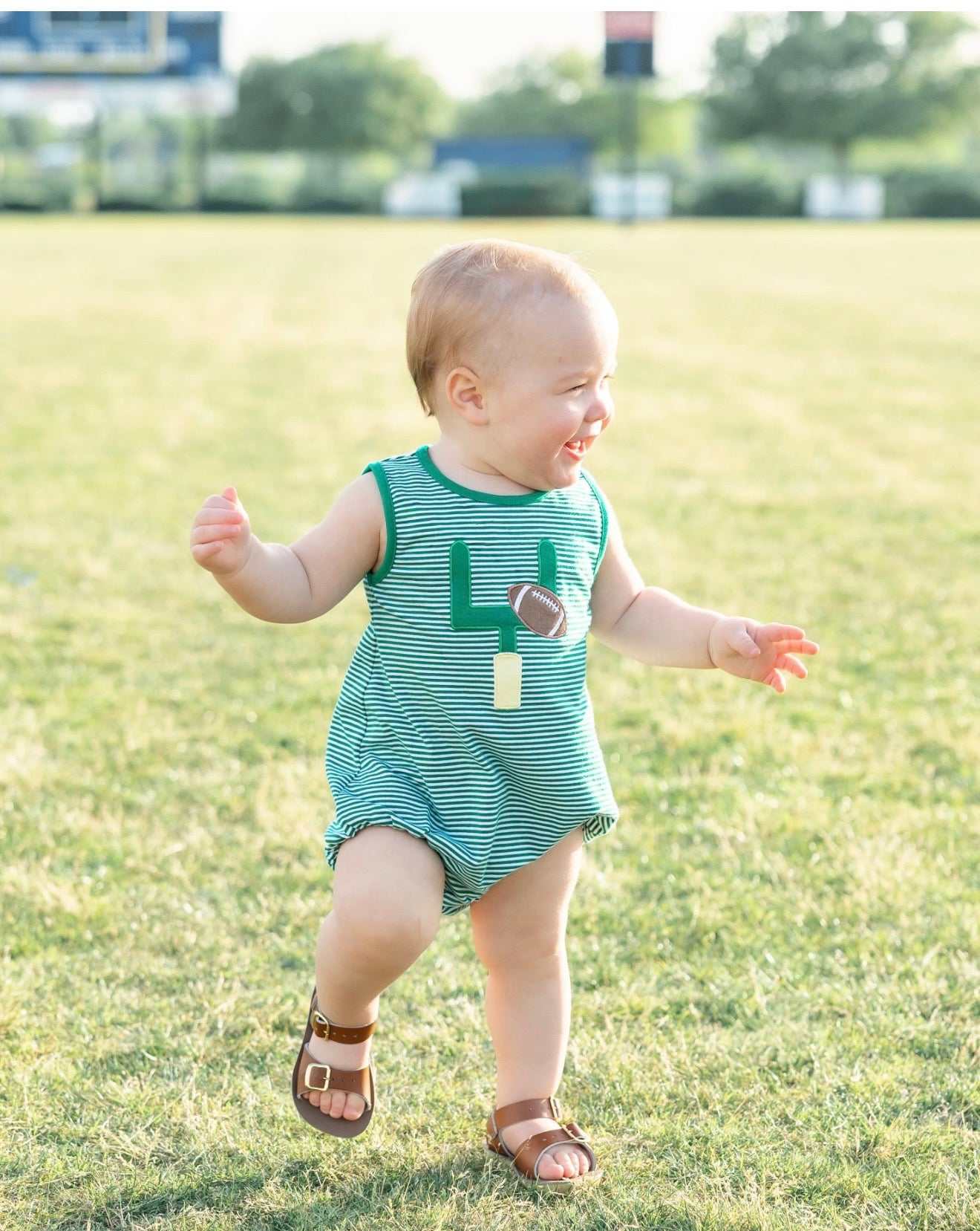 Down, Set, Hut Boys Green Stripe Bubble