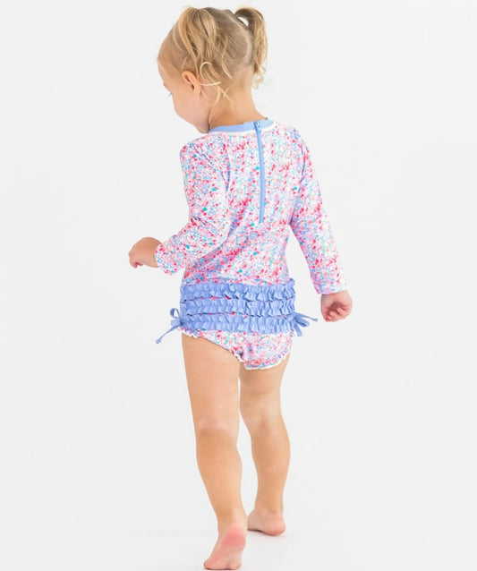 Sparkle Shimmer On Long Sleeve One Piece Girls Rash Guard