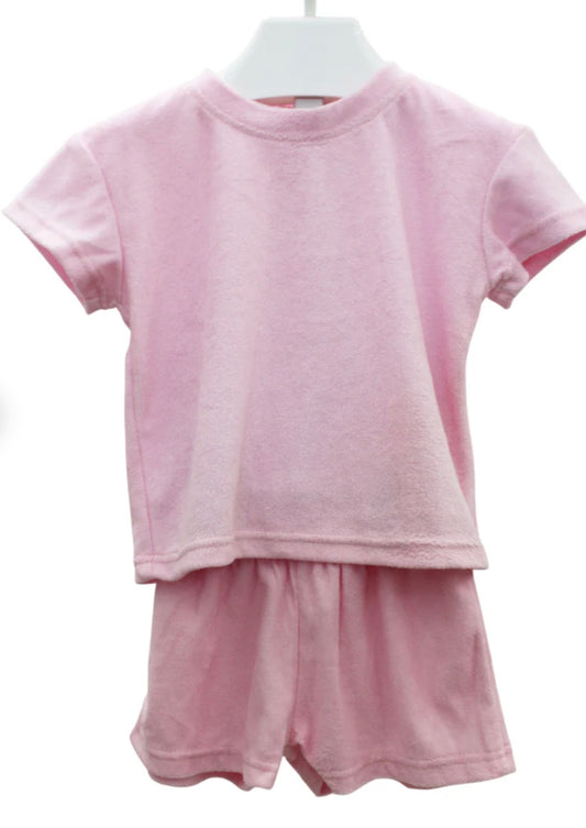 Pink Girls Terry Short Set