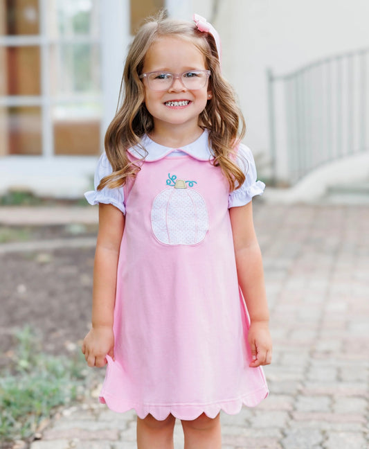 Pretty in Pink Girls Pumpkin Jumper with Peter Pan Collar