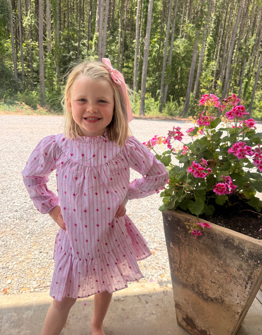 Magenta Clip Dot Girls Stripe Jody Dress