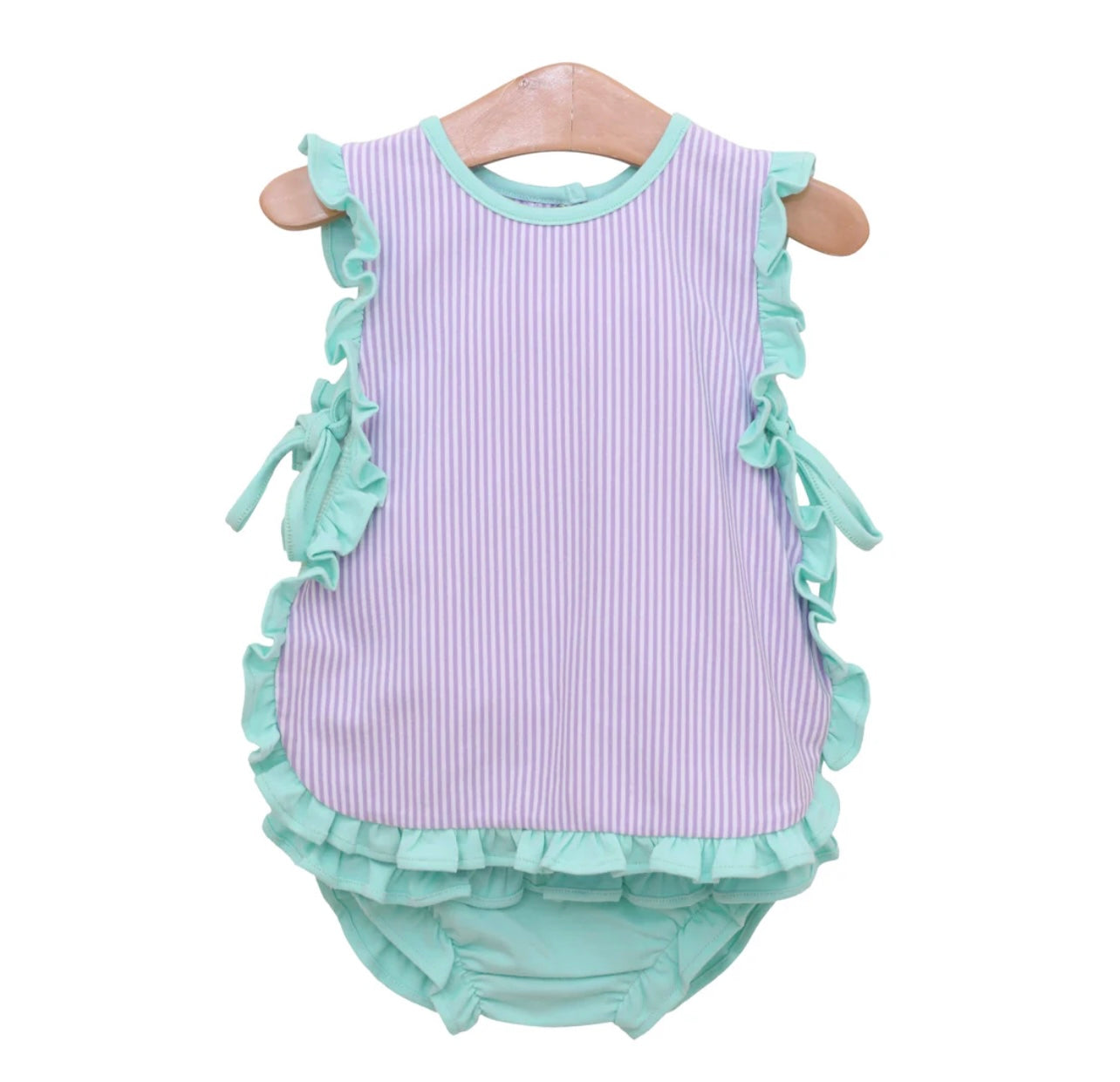 Lou Lou Lavender Stripe & Mint Girls Bloomer Set