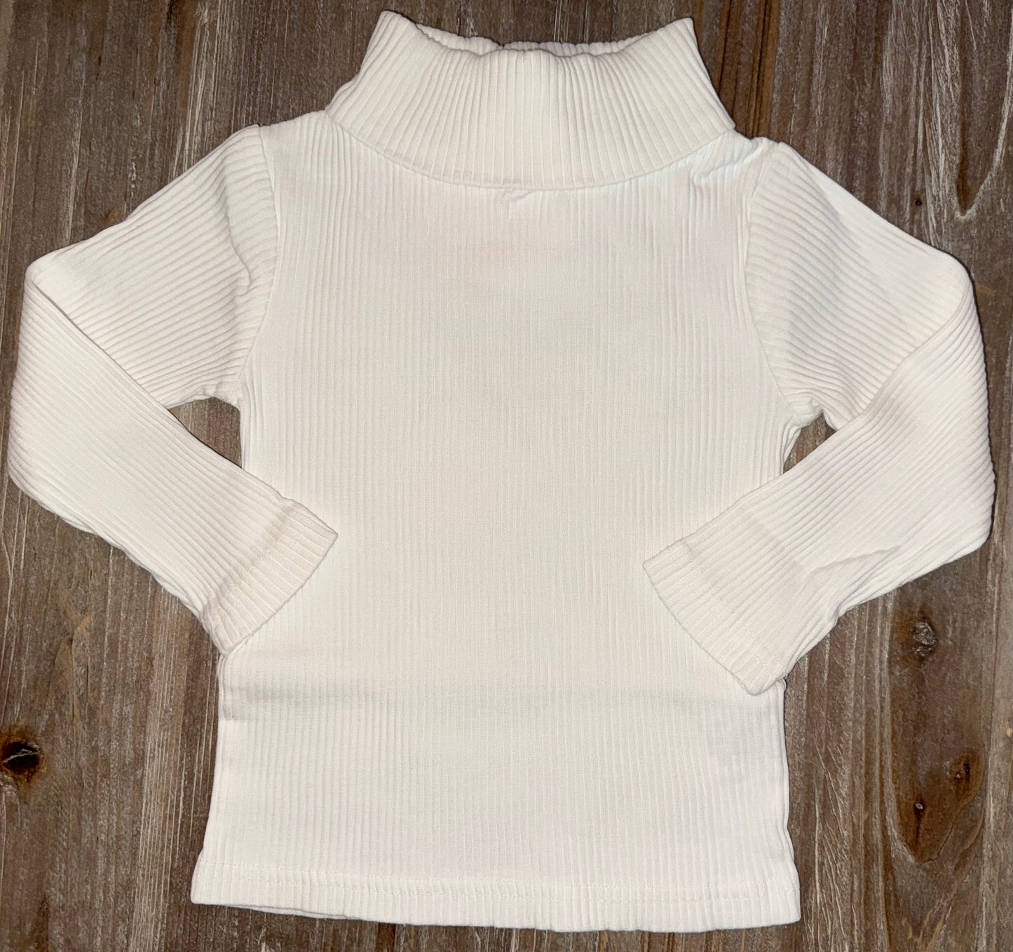Ivory Ribbed Girls Turtleneck