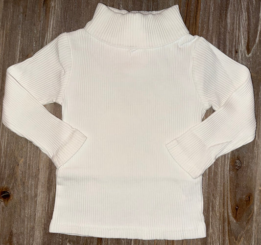 Ivory Ribbed Girls Turtleneck
