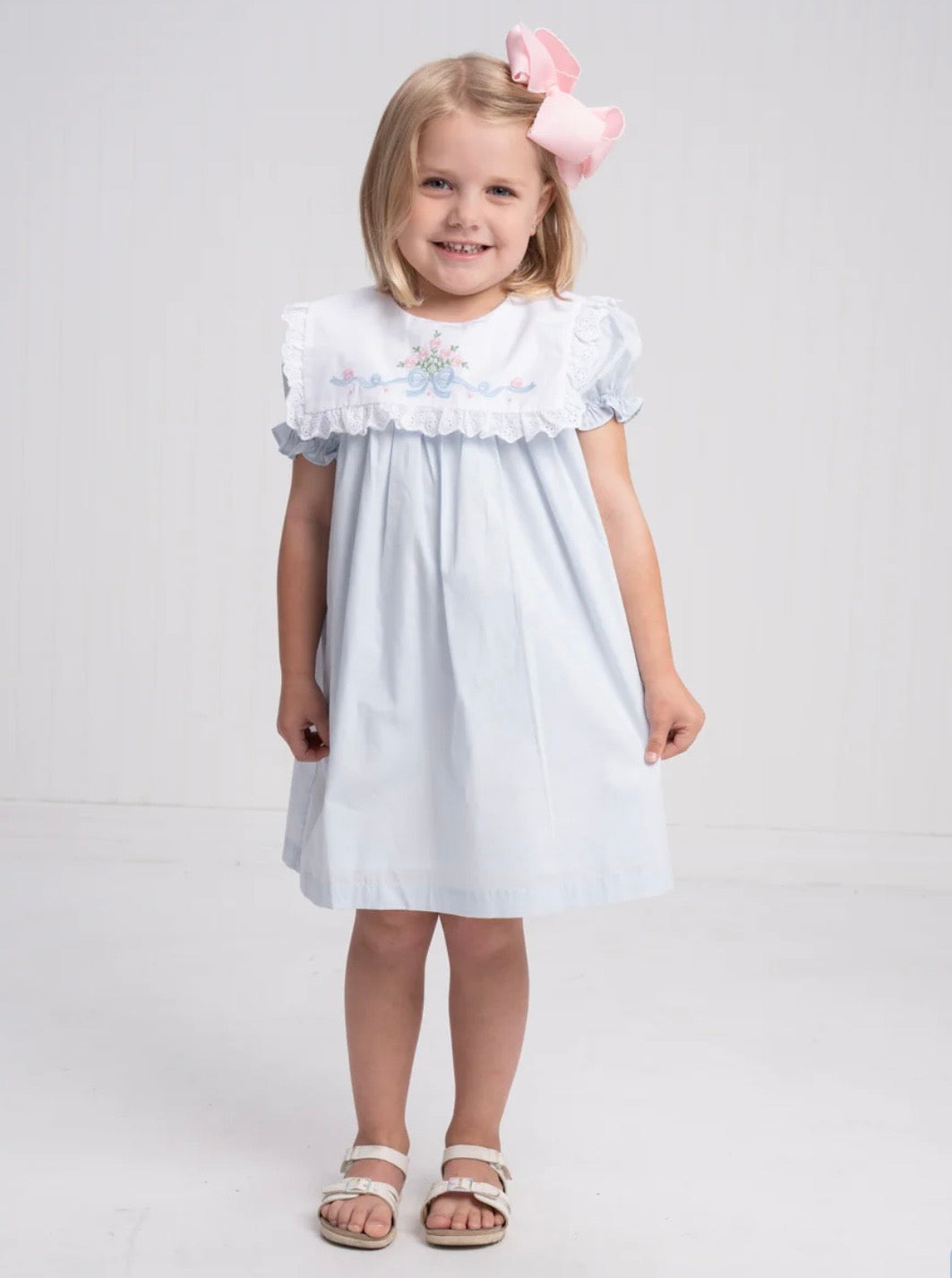 Remi Girls Light Blue Flower Dress