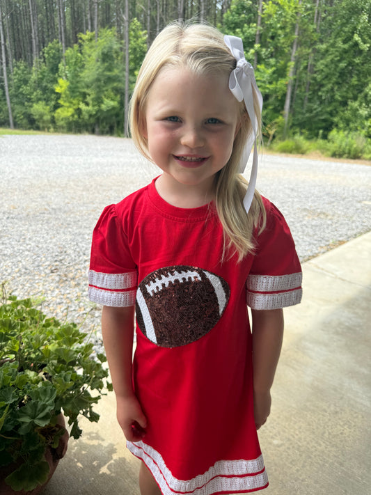 Red Sequin Girls Football Dress