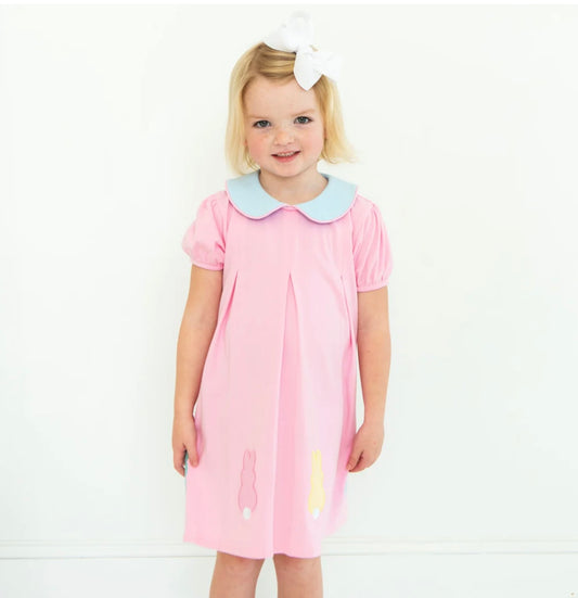 Pink Bunny Girls Pleat Dress