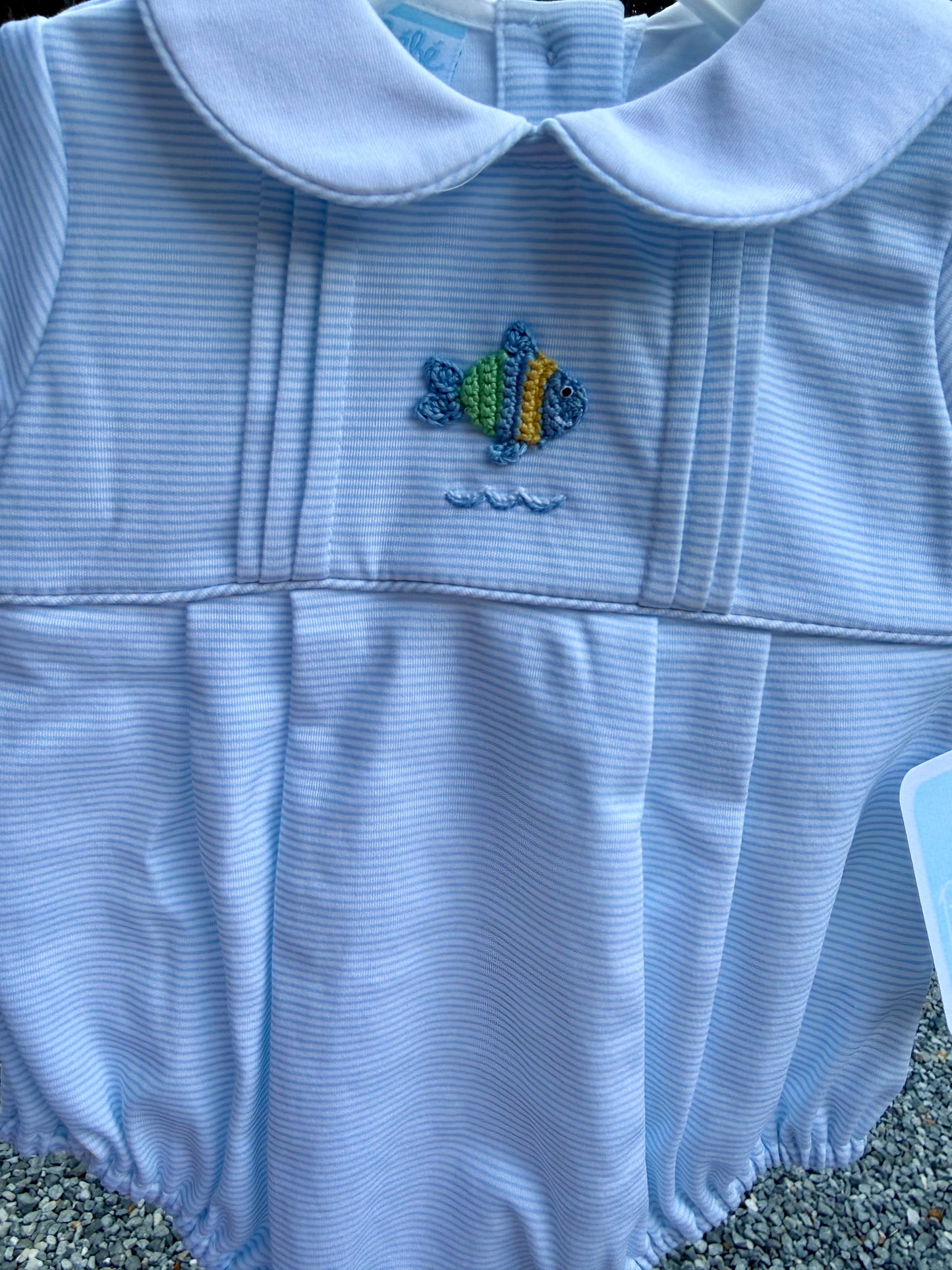 Light Blue Knit Boys Fish Bubble