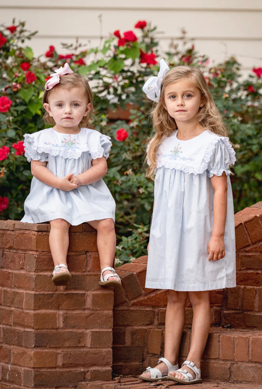 Remi Girls Light Blue Flower Dress