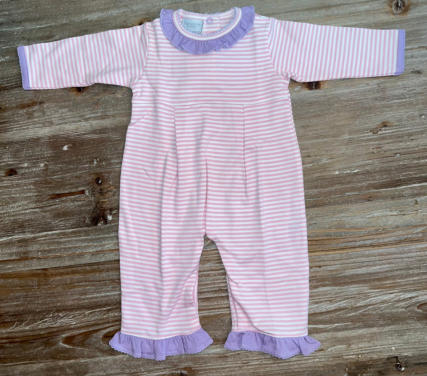 Squiggles Light Pink/Lilac Girls Ruffle Romper