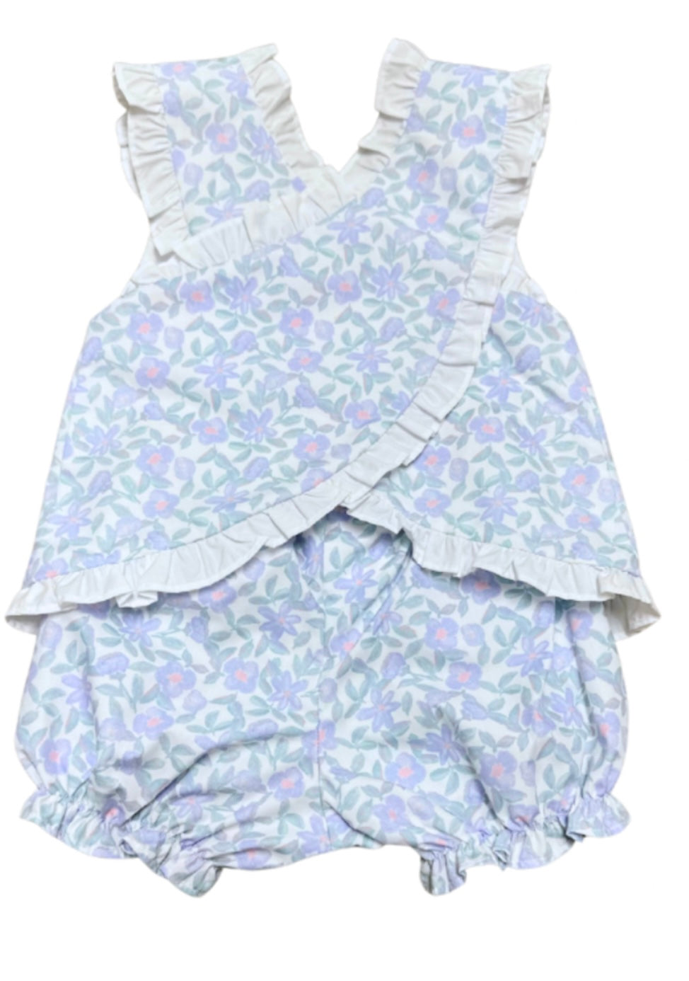 Pastel Floral Cross Back Girls Bloomer Set