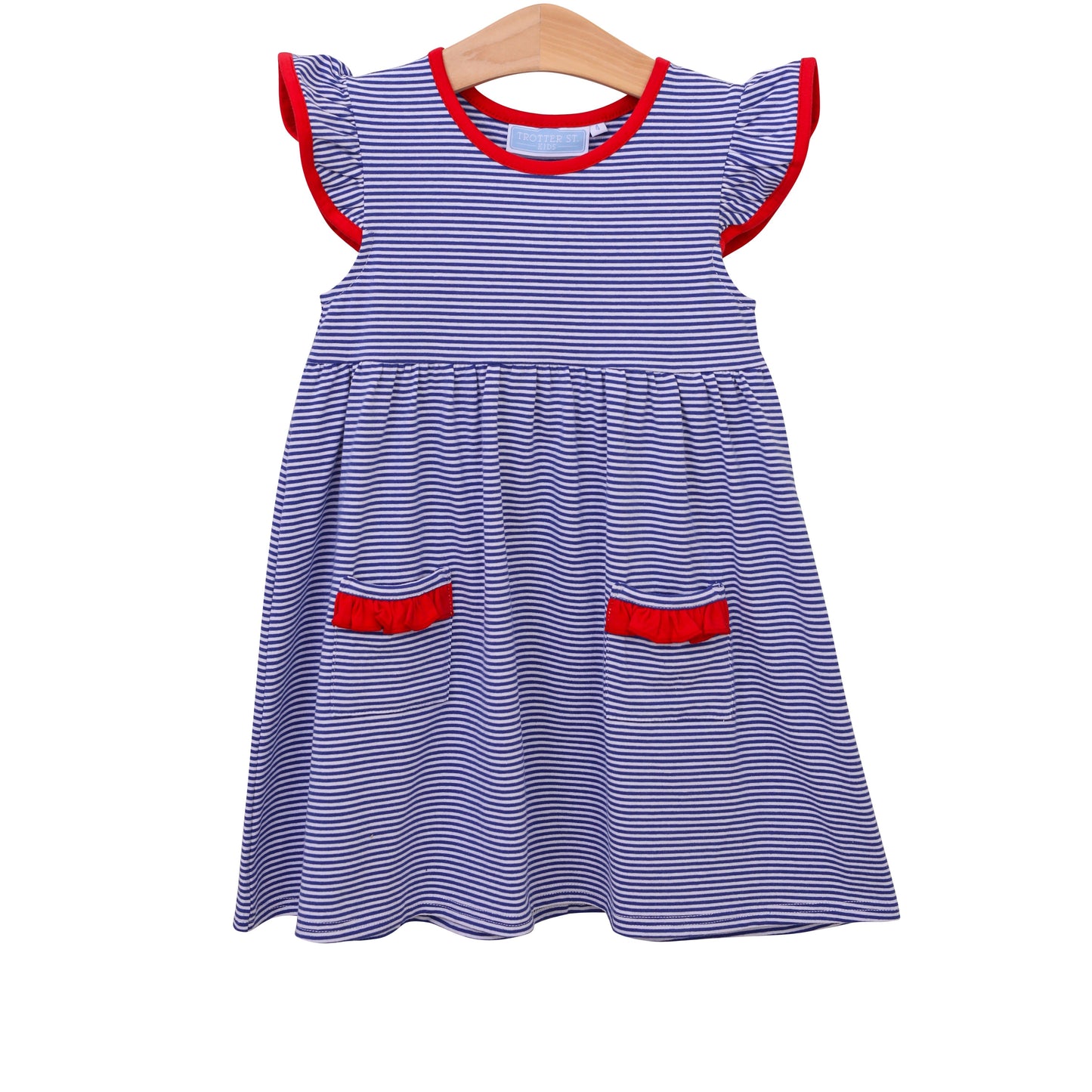 Lucy Game Day Girls Dress- Royal Blue/Red