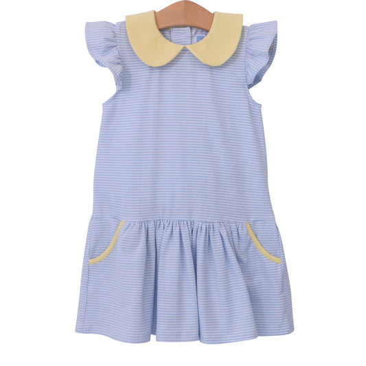 Genevieve Light Blue & Yellow Girls Dress