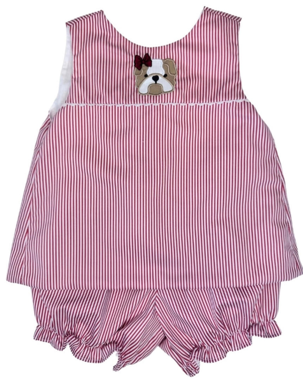 Maroon Bulldog Ric Rac Bow Girls Bloomer Set