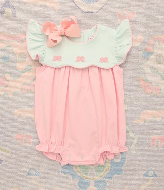 French Knot Bow Scallop Girls Bubble