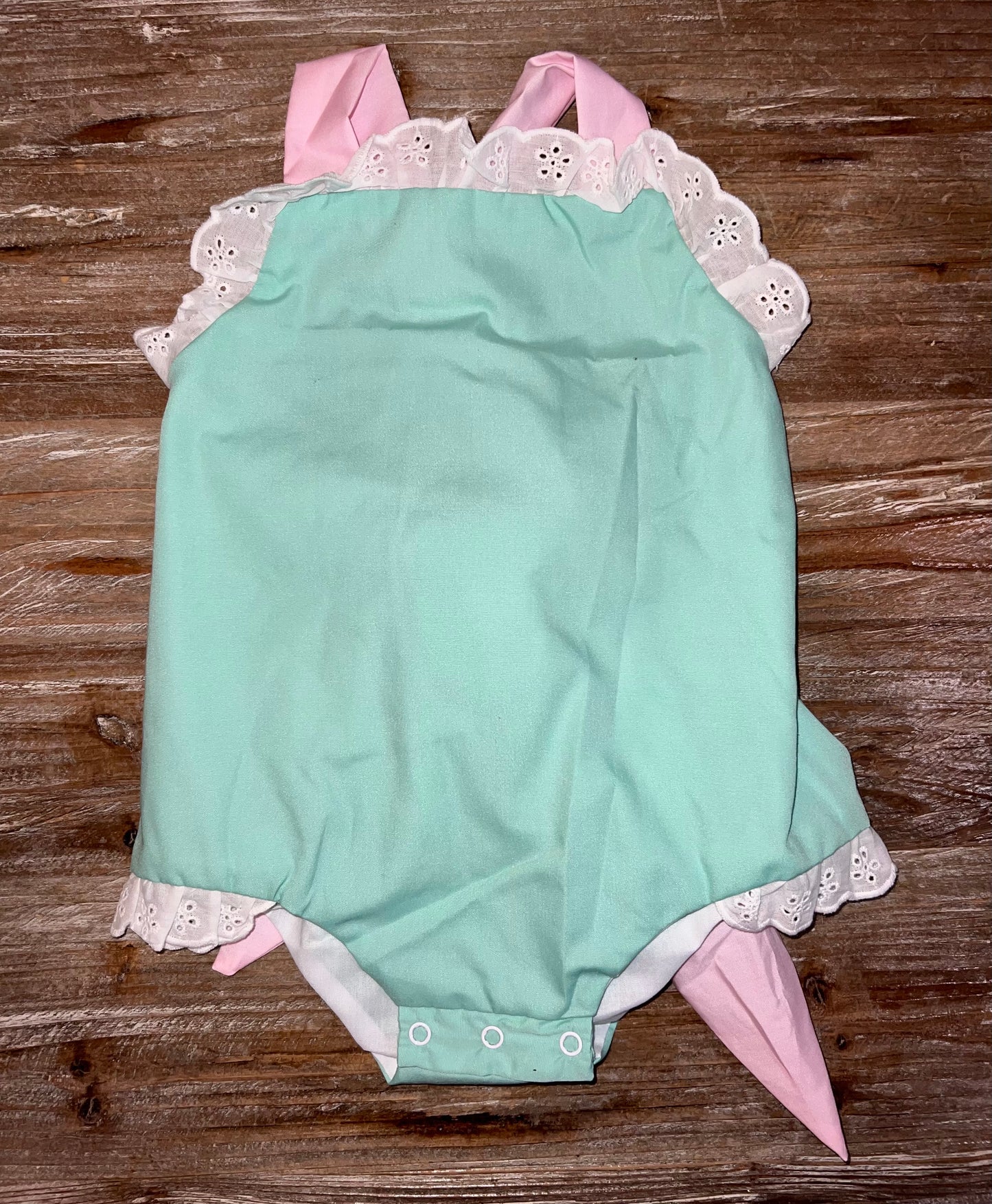 Hampton Mint & Light Pink Girls Sunsuit