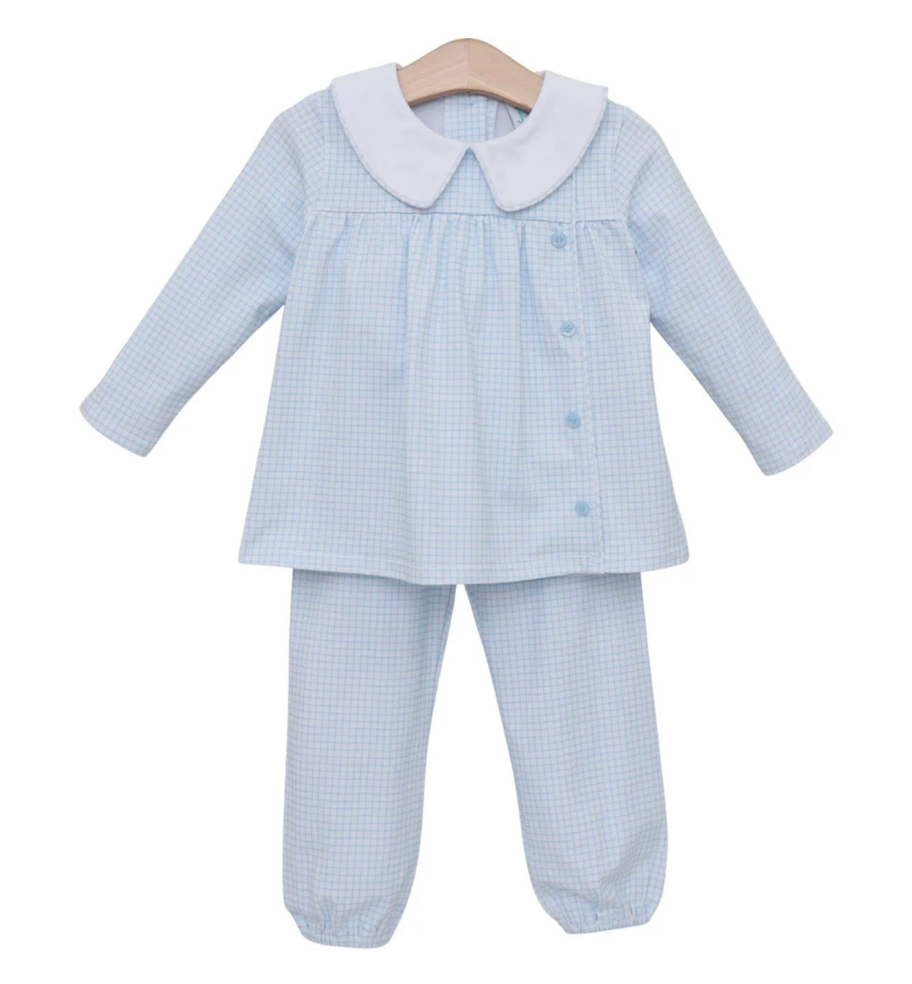 Liam Light Blue Windowpane Boys Bloomer Pants Set