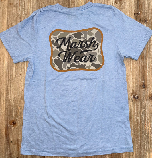 Roadside Camo Light Blue Heather Boys Tee