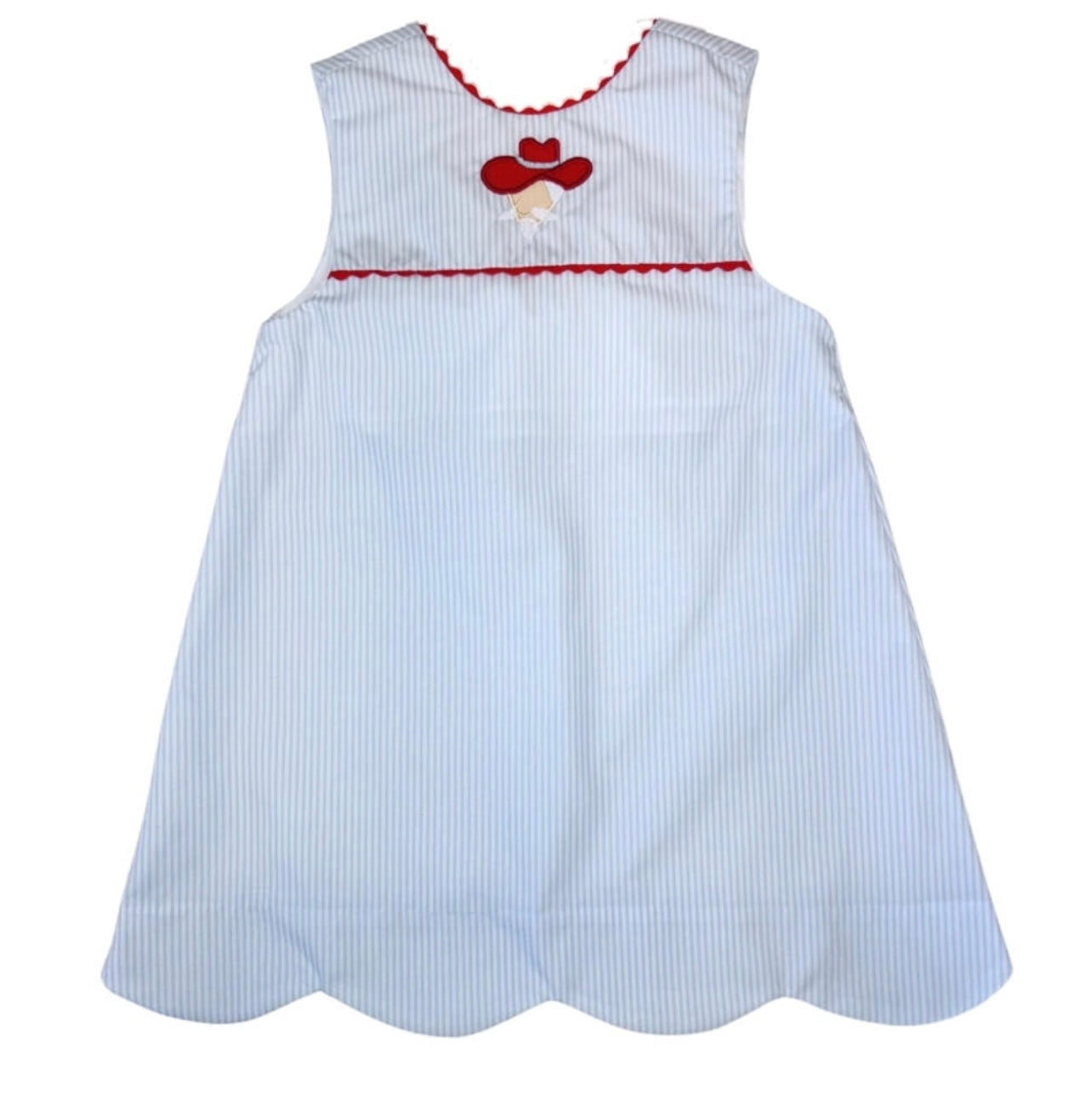 Blue Rebel Ric Rac Scallop Bow Girls Dress