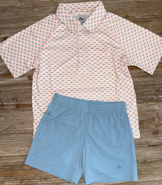 Printed Fish Boys Polo
