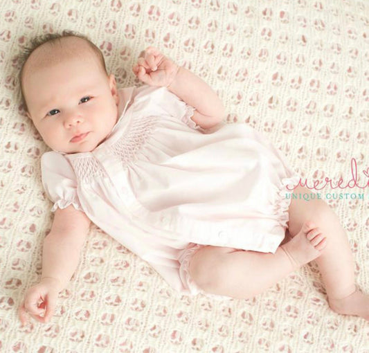 Smocked Scallop Girls Bubble