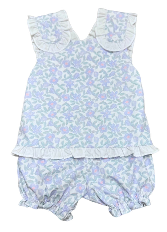 Pastel Floral Cross Back Girls Bloomer Set