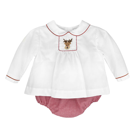 Petit Ami Boys Diaper Set with Reindeer Embroidery