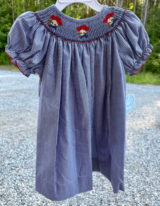 Navy Colonel Rebel Bishop Smocked Girls Dress