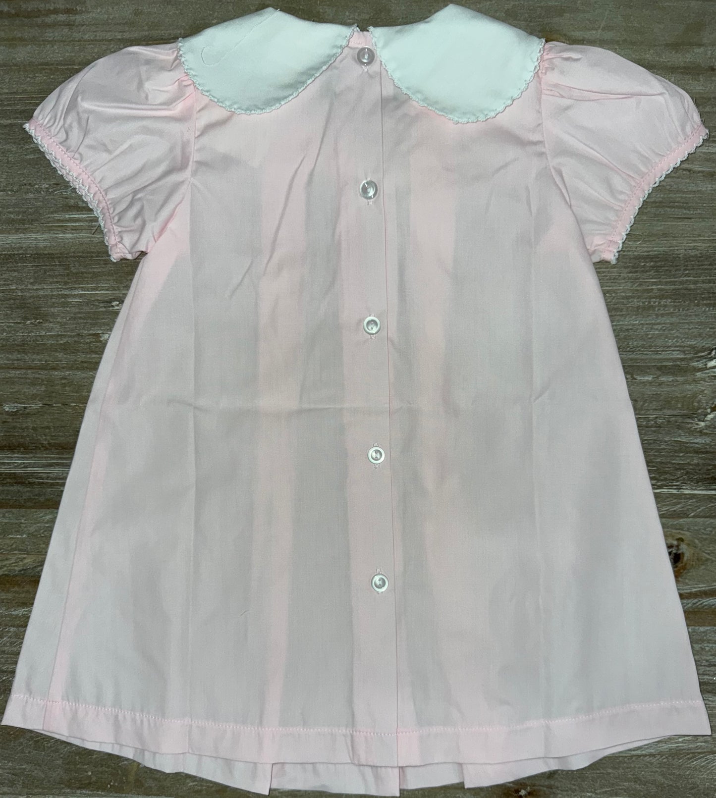 Pink Shadow Bow Embroidered Pleat Girls Dress