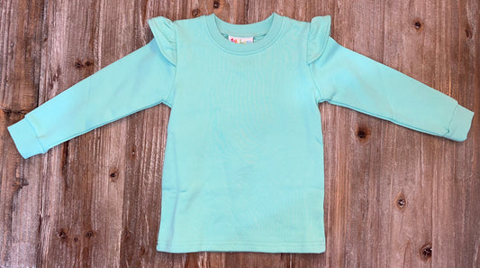 French Terry Flutter Girls Pullover-Mint