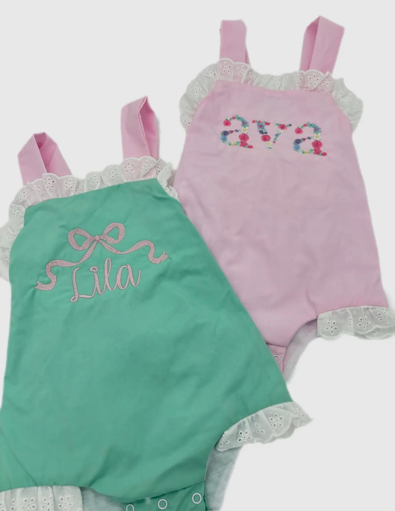 Hampton Mint & Light Pink Girls Sunsuit