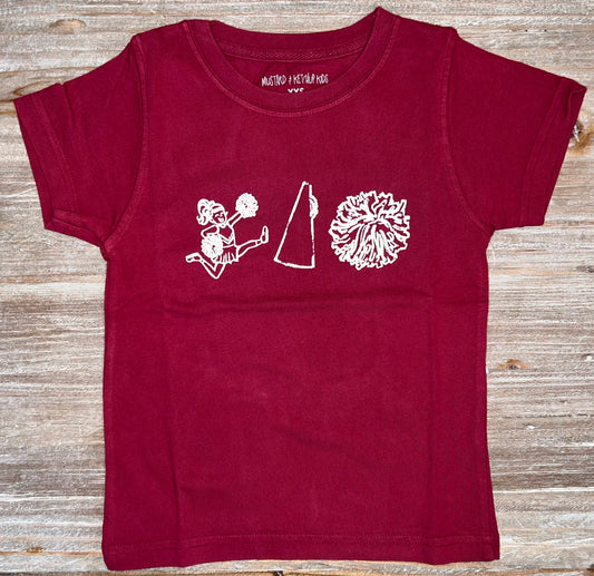 Maroon/White Cheer Trio Girls Tee