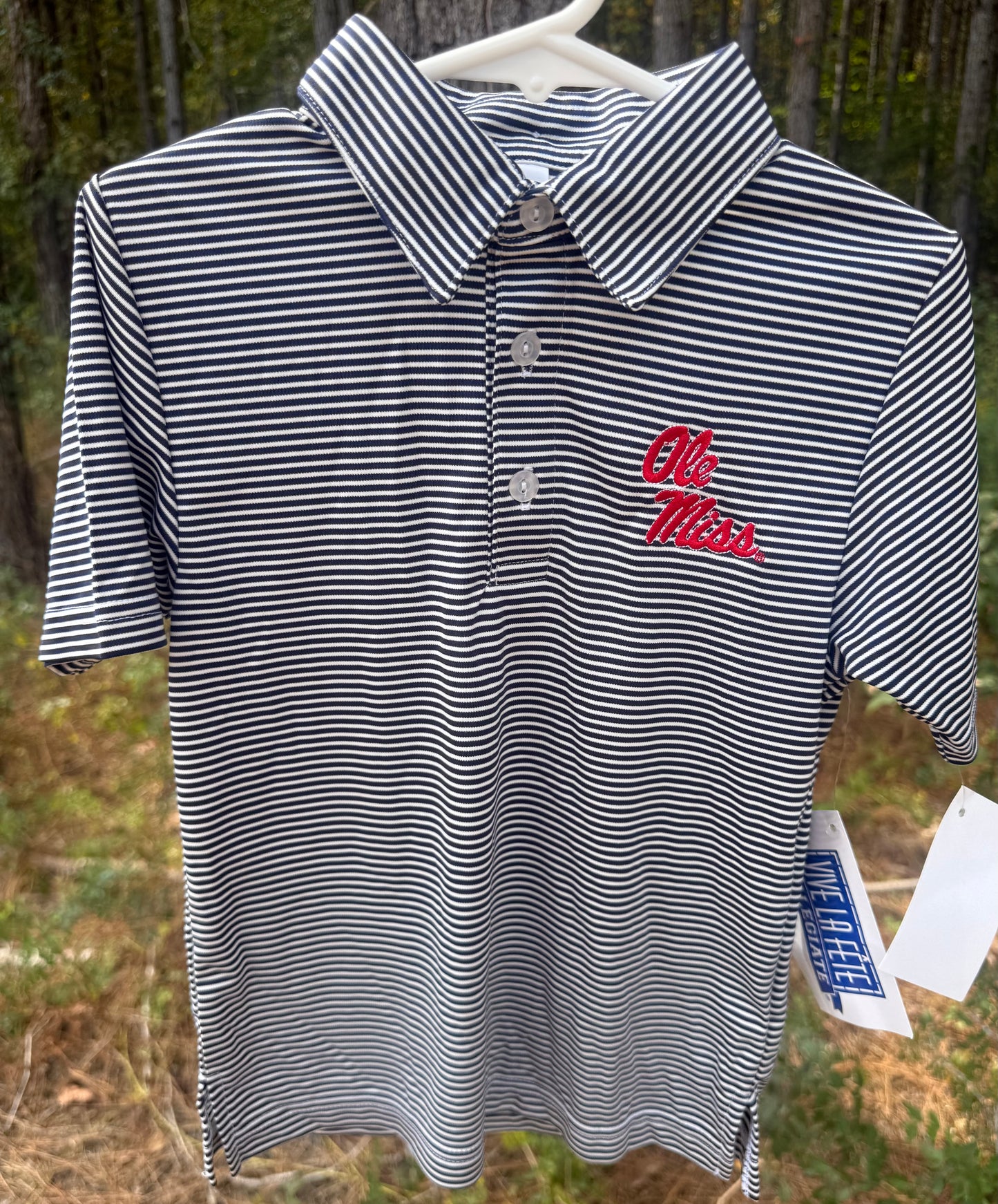 Ole Miss Rebels Navy Stripe Boys Polo