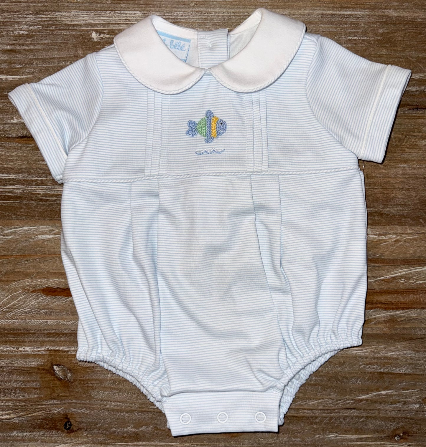 Light Blue Knit Boys Fish Bubble