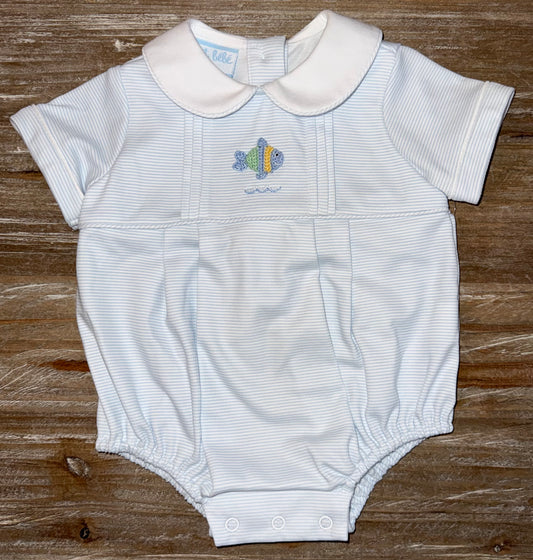 Light Blue Knit Boys Fish Bubble