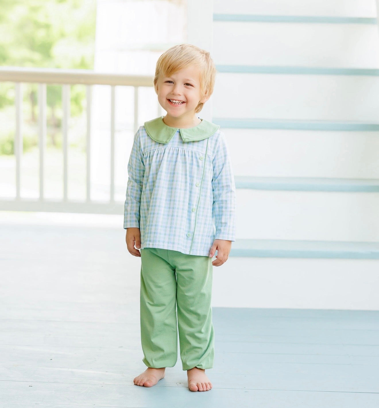 Basin Plaid Liam Boys Bloomer Pants Set