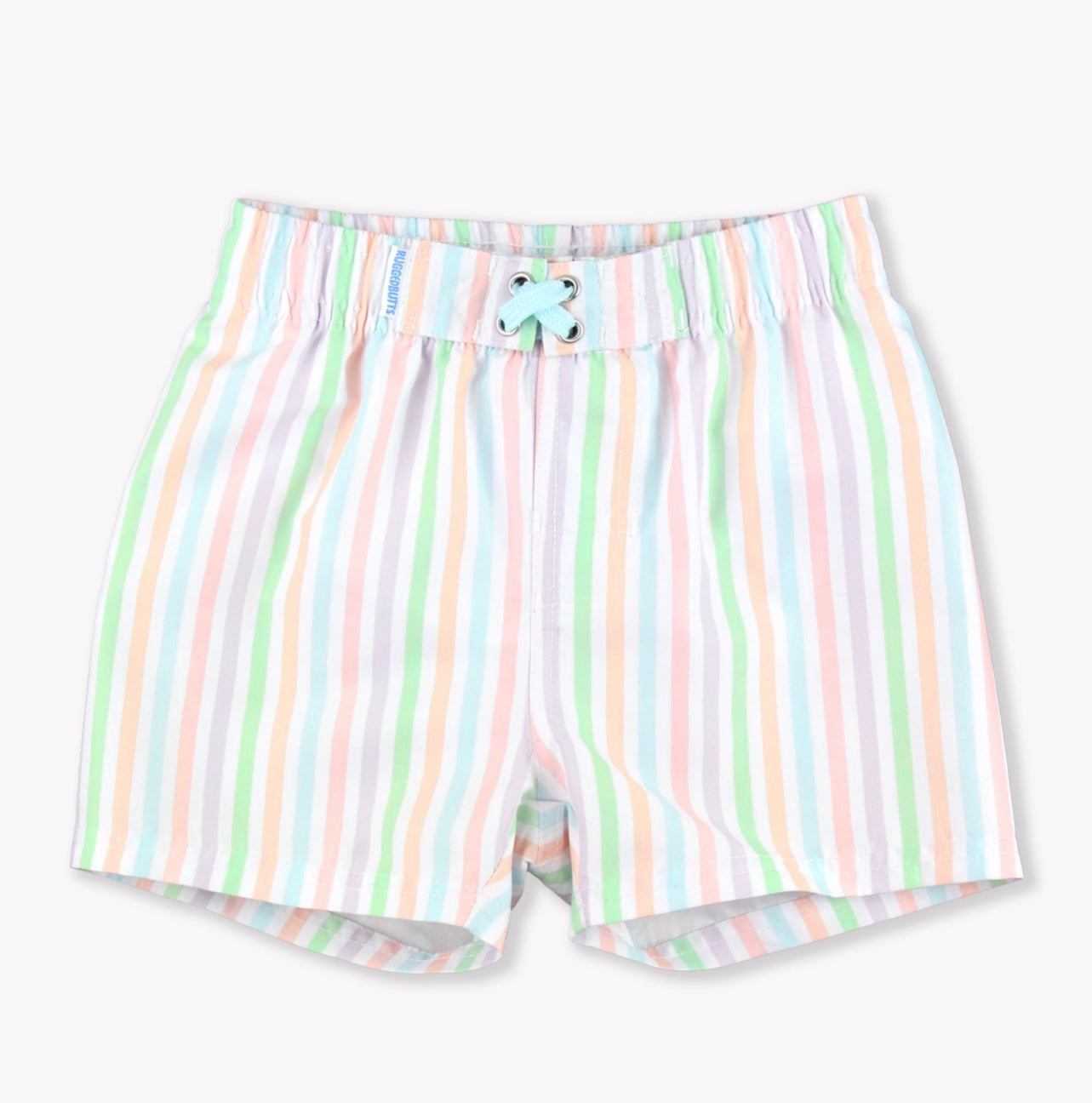 Pale Rainbow Stripe Boys Swim Trunks