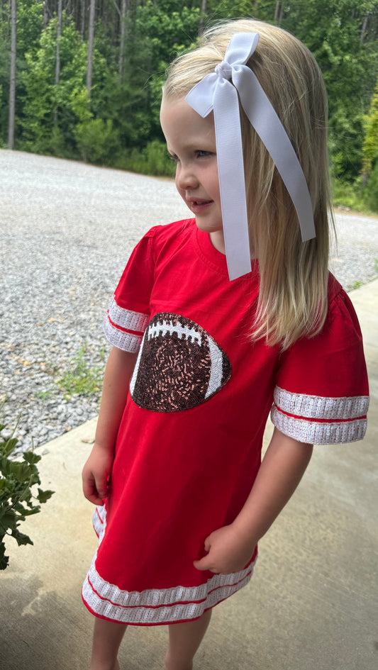 Red Sequin Girls Football Dress