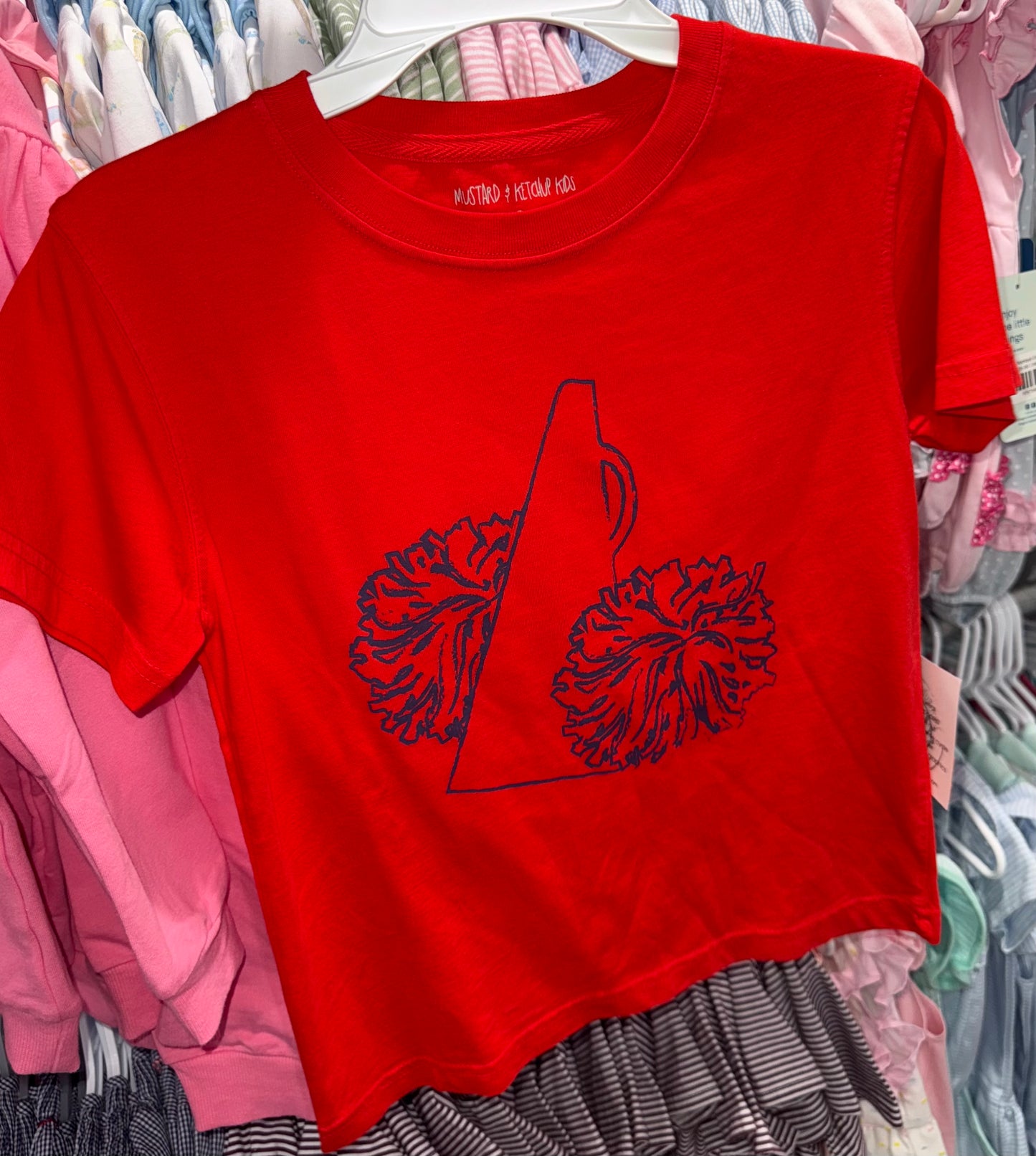 Mustard & Ketchup Kids Red/Navy Girls PomPom Tee