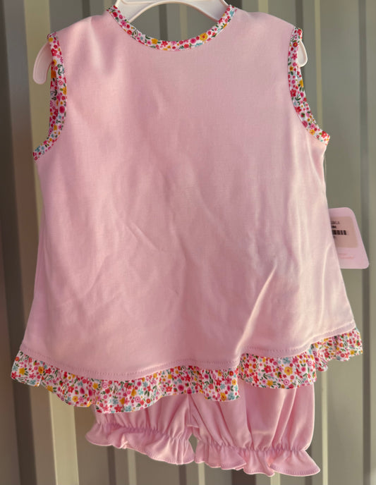 Isabella Pink Knit/Floral Liberty Girls Bloomer Set