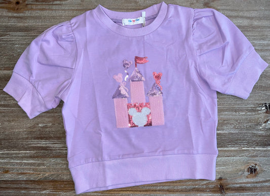 Castle Lavender Sequin Puff Girls Shirt