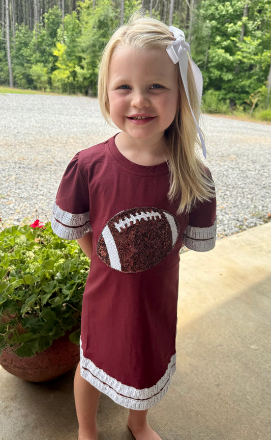 Maroon Sequin Girls Football Dress