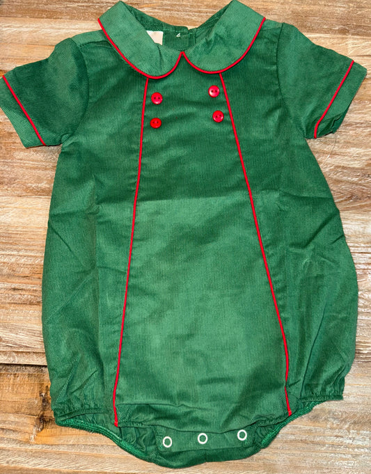 Green and Red Corduroy Michael Boys Bubble