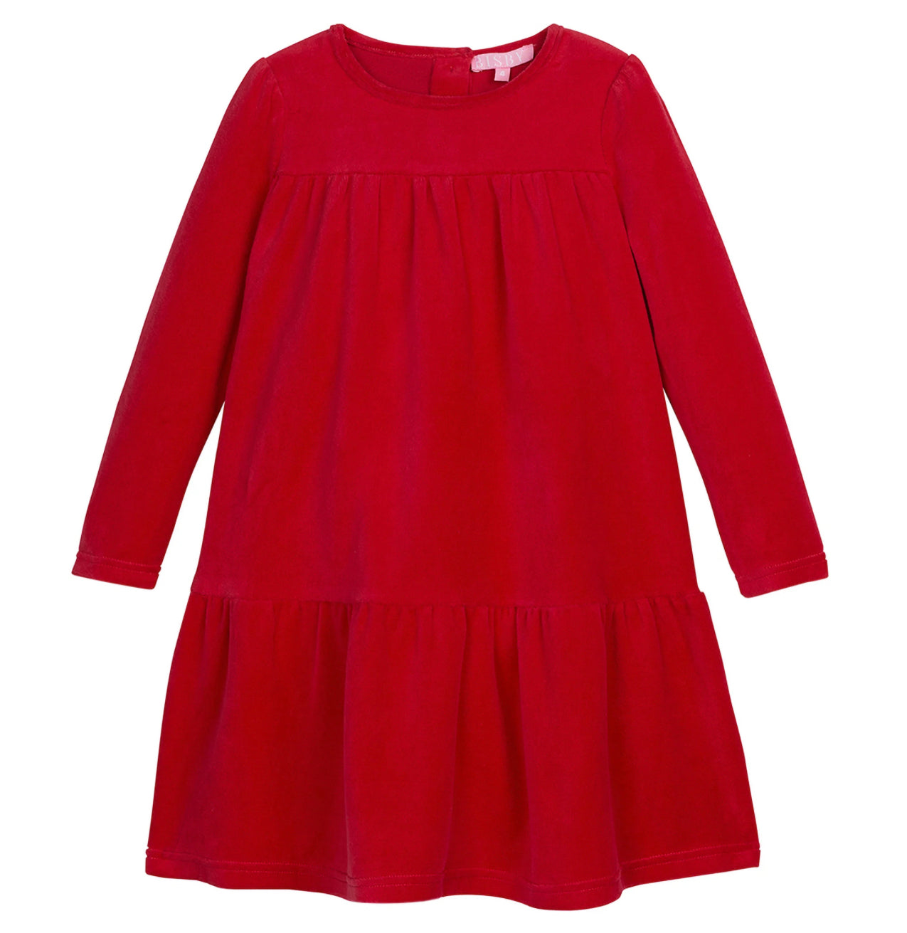 Bisby Girls Lisle Dress- Red Velour