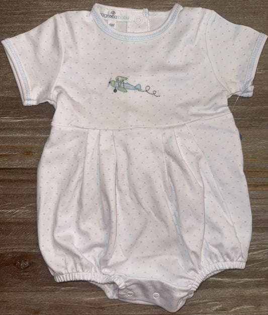 Take Flight Airplane Embroidered Boys Bubble